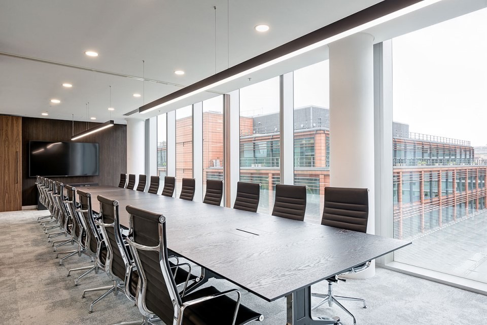 multi stop blinds at financial office in Verde Building Victoria